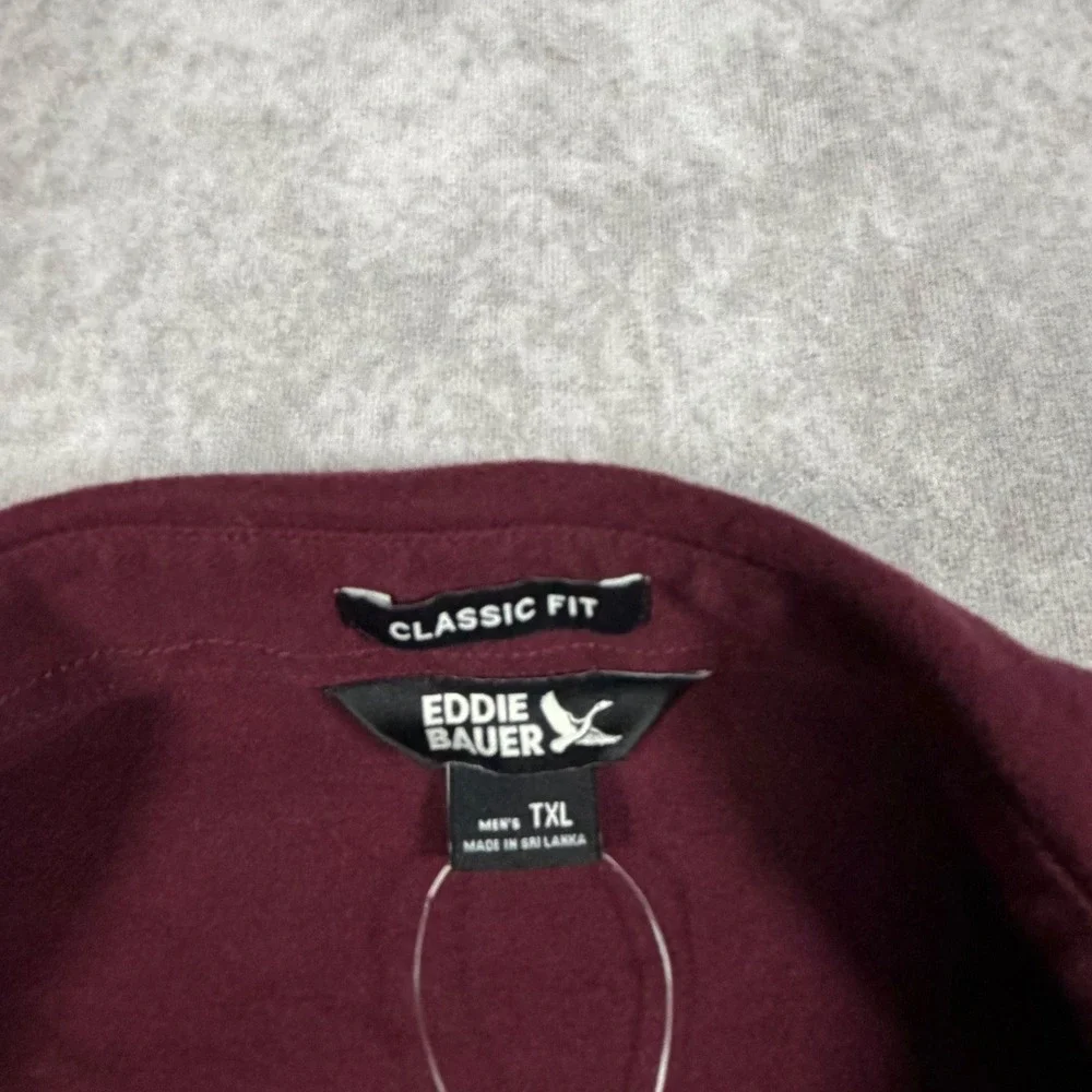 Eddie Bauer Mens TXL Classic Fit Long Sleeve Button Down Shirt Burgundy Maroon